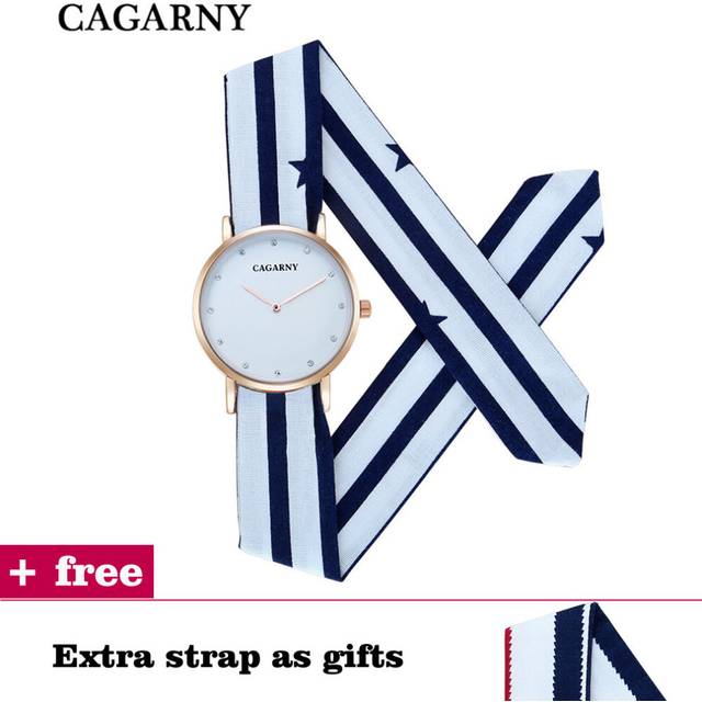 Cagarny Women's Bracelet Watches Women Creative Fabric Strap Ladies Quartz Wristwatches Ultra-thin Students XFCS - Multicoloured