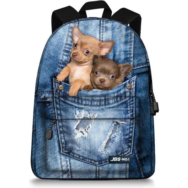 JBS-NO.1 Cute Cats Backpack for Teen Girls Canvas BookBags for School (dog-2)