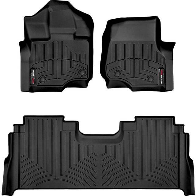 WeatherTech Custom Fit FloorLiners for Ford F-150 (SuperCrew  Bucket Seats)  F-150 Lightning  F-150 Raptor - 1st & 2nd Row (44697-1-6) W/Fold Flat Sto
