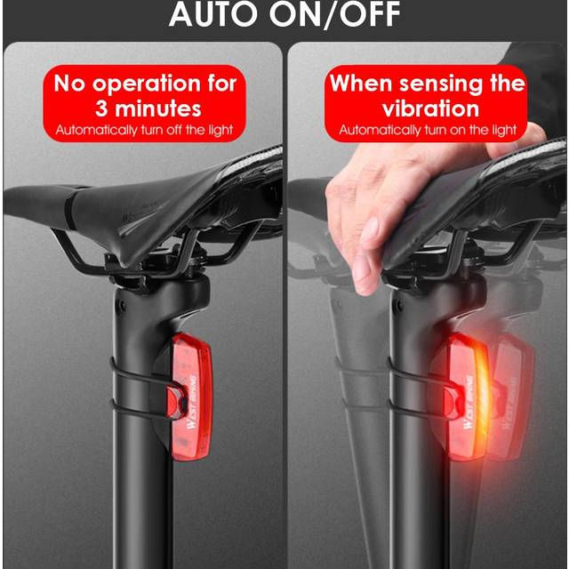 USB Uppladdningsbar LED Cykel Broms Bakljus Smart Sensor Light Vattentät Cykel Bakljus Cykling röd