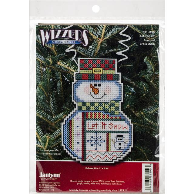 "Janlynn/Holiday Wizzers Counted Cross Stitch Kit 3""X2.25""-Snowman Let It Snow (14 Count) 21-1190"