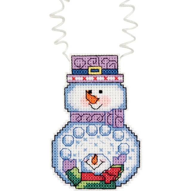 "Janlynn/Holiday Wizzers Counted Cross Stitch Kit 3""X2.25""-Snowman With Snowballs (14 Count) 21-1193"