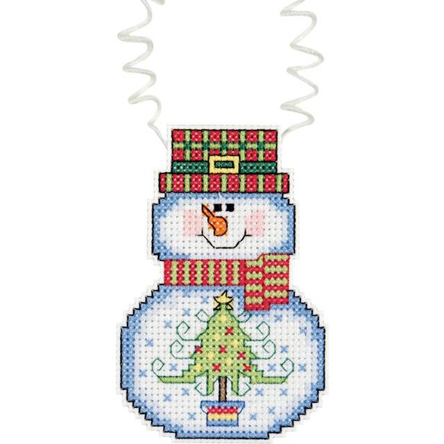 "Janlynn/Holiday Wizzers Counted Cross Stitch Kit 3""X2.25""-Snowman With Tree (14 Count) 21-1194"