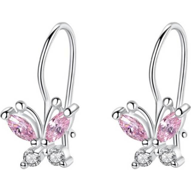 Cute Butterfly Earrings Silver plating Small Hoop Earrings for Kids Baby Girls Children Jewelry - Multicoloured