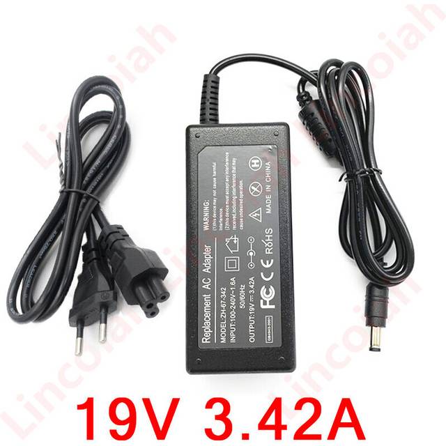 (a-US Cable) DC 19V 3.42A Power Adapter Laptop Charger 65W For Toshiba L600 C600 L700 Satellite L25-S1196 l655d-s5050 C655-S5082 DC 5.5*2.5mm