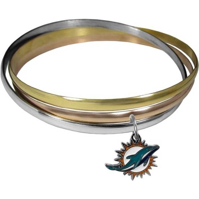 Siskiyou FBTB060 Female NFL Miami Dolphins Tri-color Bangle Bracelet - One Size