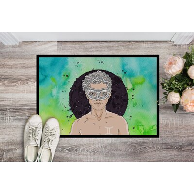 """""Caroline's Treasures Gemini Zodiac Sign Doormat  24H x 36W  Multicolor"""""