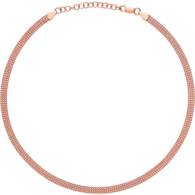 "Jewelco London Ladies Rose Gold-Plated Sterling Silver 4 Row Bead Cage Choker Collarette Necklace 5mm 14.5-16.5"" - GVCL004R"