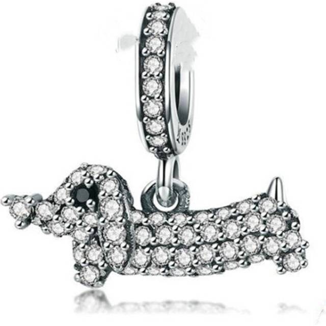 Charms Silver plating Dachshund Charms Dog Animal Pendant Beads Fit for Bracelets DIY Jewelry