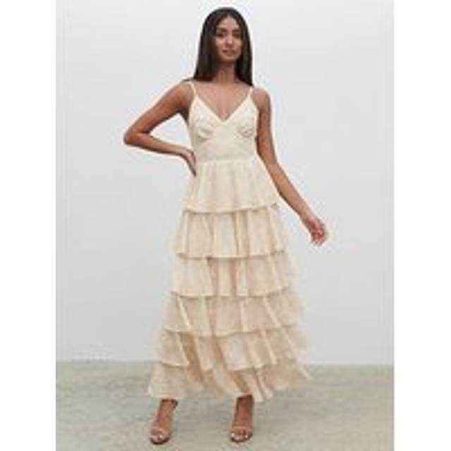 Lissy Ruffle Midaxi Dress - Yellow Abstract, 14