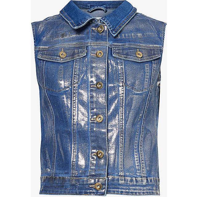 Amy Lynn Soho Coated Denim Waistcoat - UK 8 - Metallic
