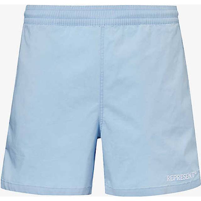 Represent Mens Sky Blue Brand-embroidered Regular-fit Cotton-blend Shorts S - SKY BLUE