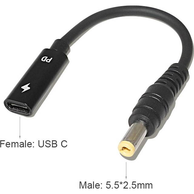(a-T2) 5.5X2.5mm USB C Converter Laptop Cable for Asus Toshiba 19V Laptop Charger Dc Plug Power Adapter Connector Cable Cord