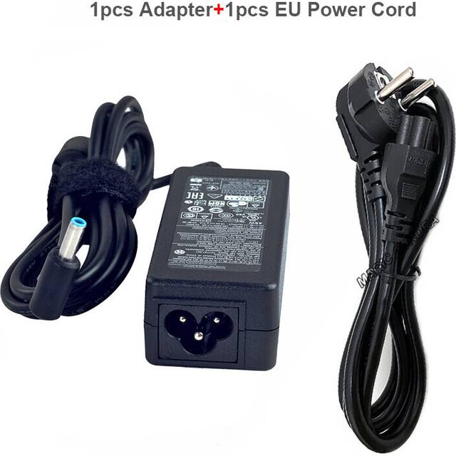 (a-With EU Power Cord) Genuine HSTNN-DA40 19.5V 2.31A 45W Blue Tip Laptop Adapter For HP ProBook 400 430 X360 Charger 740015-002 696694-001 854054-001