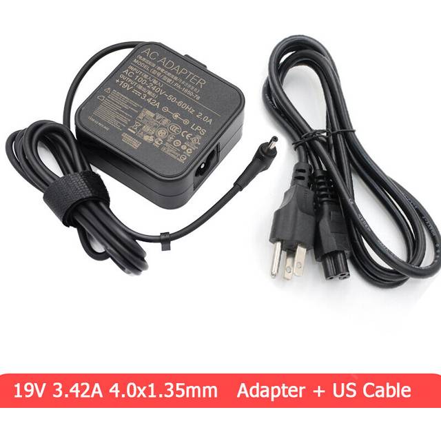 (a-with US Cable) 65W 19V 3.42A Laptop Charger AC Adapter for ASUS VivoBook S14 S410U S410UN-NS74 4.0mm*1.35mm Cable Cord Notebook Power Supply