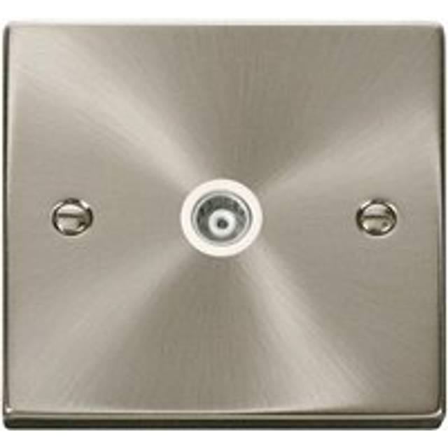 Satin / Brushed Chrome Single Isolated Coaxial Socket - White Trim Se Home