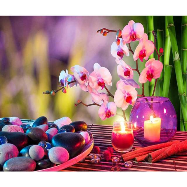 Diamond Painting Candlelight Diamond Rhinestone Embroidery Cross Stitch Home Decoration Gift 20X30CM