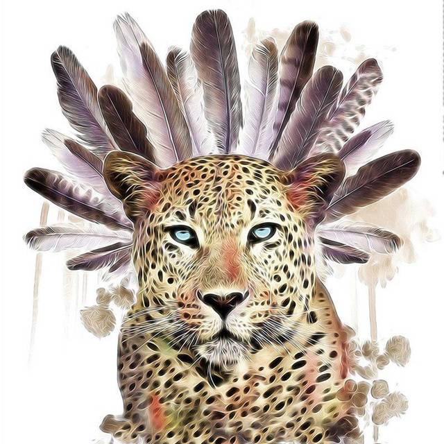 5d Diy Diamond Painting Cross Stitch Cheetah Diamond Mosaic Full Round Diamond Embroidery 30x30CM
