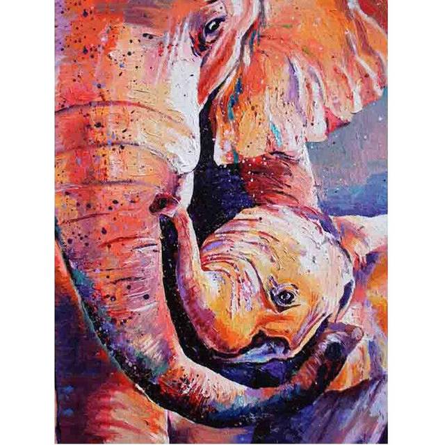 Diamond Painting Cross Stitch Full Round Drill Abstract Elephant Diamond Embroidery 20X30CM
