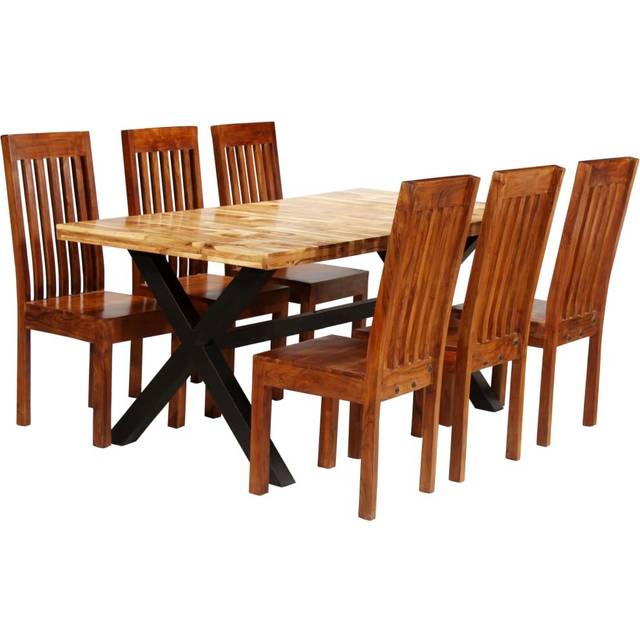 Fulmer Dining Table Set 7 Pieces Solid Acacia Wood - Black (6)