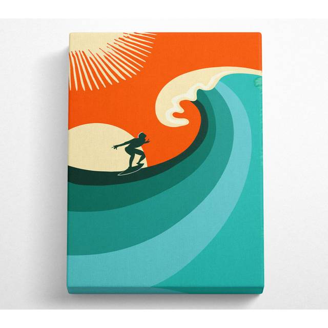 Surfers Wave - Wrapped Canvas Art Prints - Multicolour (81.3cm H x 50.8cm W x 10cm D)