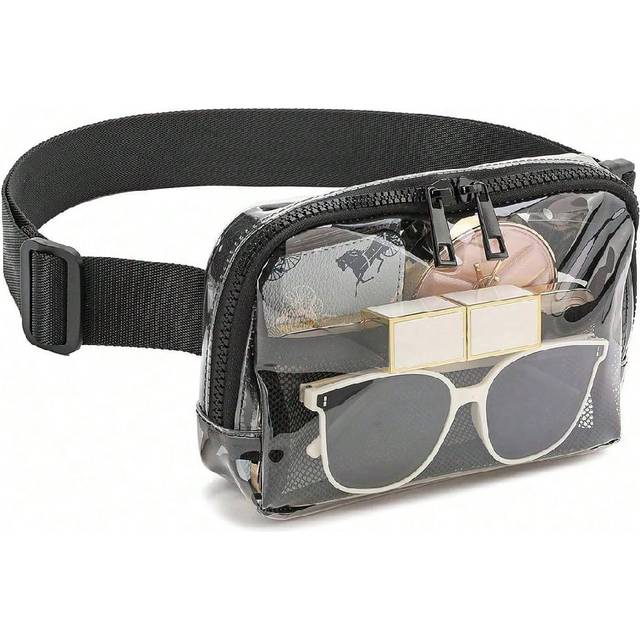 Clear Fanny Pack - Stadium Crossbody Genomskinlig bältesväska Genomskinlig Stor midjeväska med justerbar rem För sportevenemang, konserter Bum Bag Hol - Multifärgad (svart,blå,rosa,beige,brun,grå)
