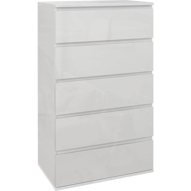 Homcom 5-drawer High Gloss Chest Of Drawers, Storage Cabinets, Modern Dresser, Storage Drawer Unit, White