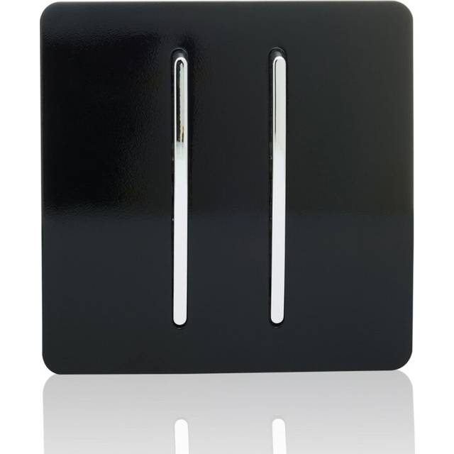 Trendi Artistic Modern Glossy Tactile Auto Retractive 2 Door Bell Switch Piano Black ART-2DBBK