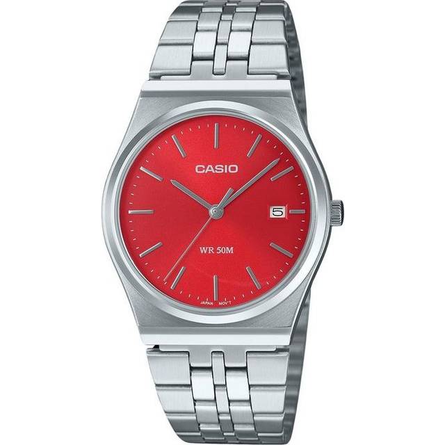 Casio Standard Analog Stainless Steel Red Dial Quartz MTP-B145D-4A2V Unisex Watch