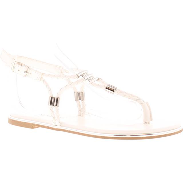 Apache Womens Flat Sandals Toe-Post Blunt Buckle white - Size UK 8 - White