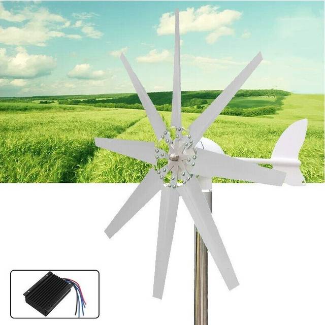 (12V) 500W 12V/24V Wind Turbine 8 Leaves With Controller White Wind Generator