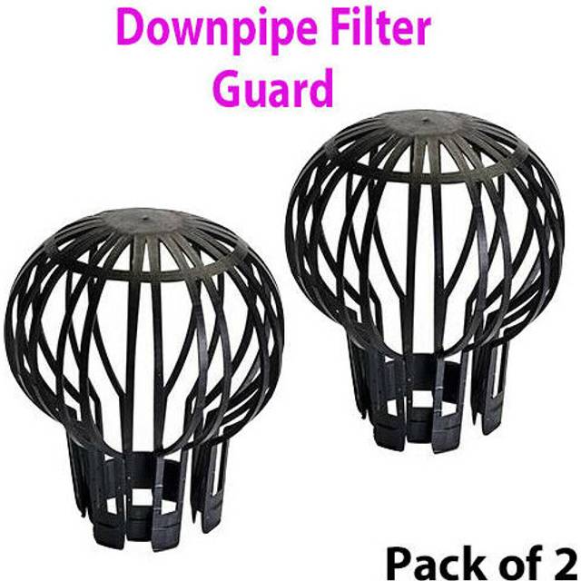 2x Weatherproof Outdoor Downpipe Gutter Guard Roof Drain Block Clogg Cover