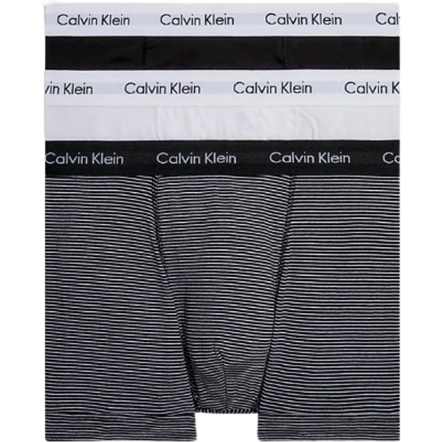 Mens 3 Pack Calvin Klein Cotton Stretch Trunks Stripe Small - Multi Coloured