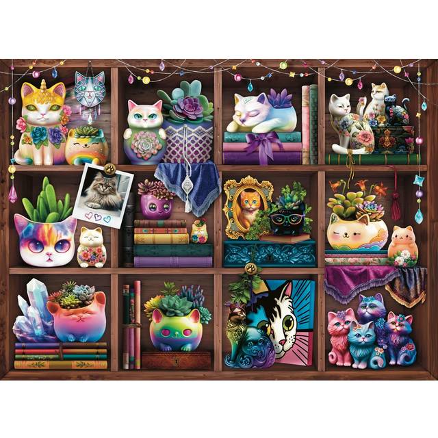 Ravensburger Pussel: Cubby Cats and Succulents 500 Bitar