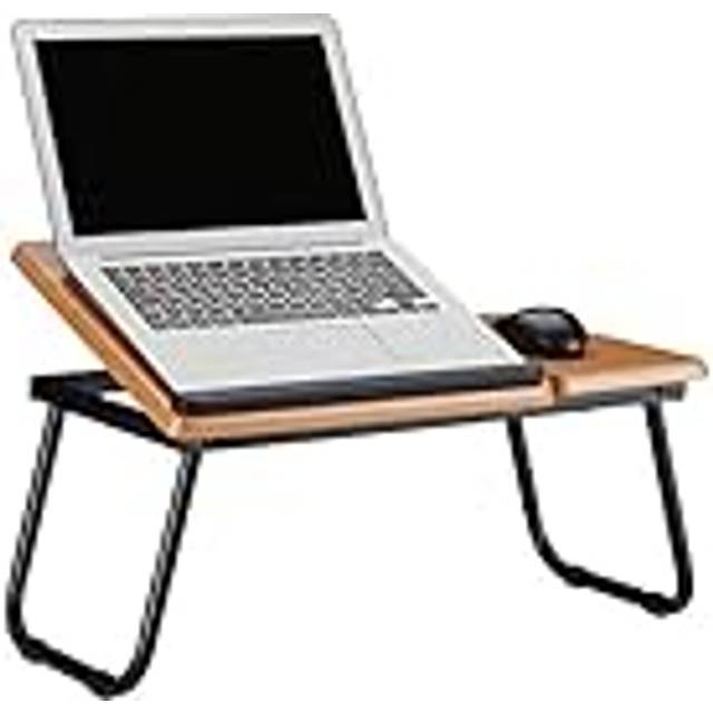 Relaxdays laptopbord lutbar, notebook-stativ, fällbart sängbord, lutbart, H x B x D: 23,5 x 56,3 x 31,6 cm, MDF, natur