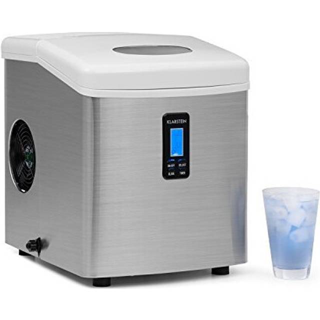 Klarstein Mr. Silver Frost Ice Maker - Ice Machine, 150W, 3.3L Tank, Tasteless Plastic Lining, Pump System, Easy-to-Clean, Low Operating Noise, B