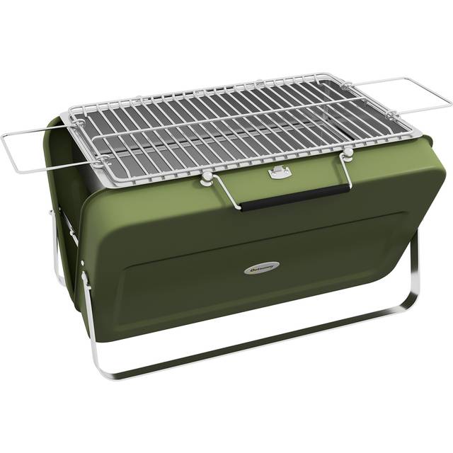 Outsunny Green Foldable Suitcase Design Mini Charcoal Barbecue Grill BBQ - 47 x 30 x 28cm