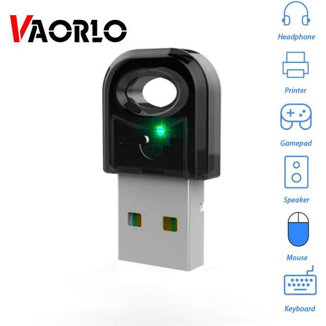 VAORLO Bluetooth 5.0 USB Dongle Trådlös Adapter För PC Laptop Trådlös Mouse Mini Receiver Support Anslut med mobiltelefon filöverföring svart