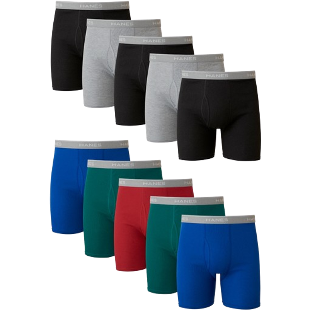 Hanes ComfortFlex boxershorts för män i 10-pack utan etikett, Blandade färger, L