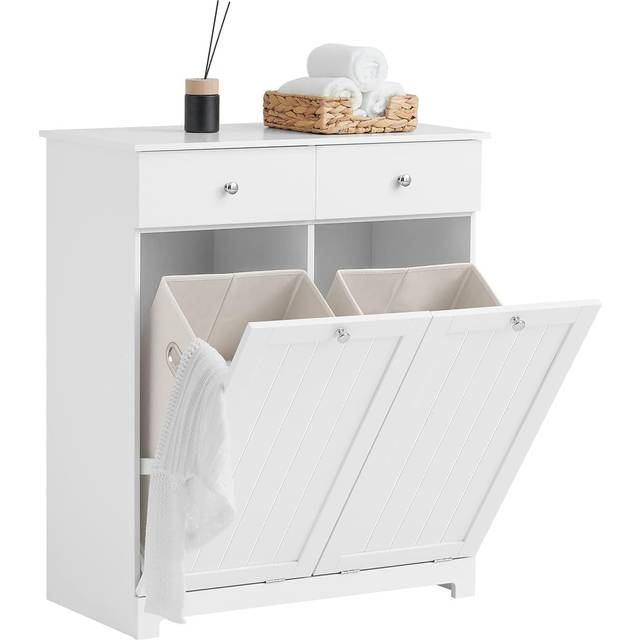SoBuy 2 Drawers 2 Doors Laundry Cabinet Laundry Chest,BZR33-W