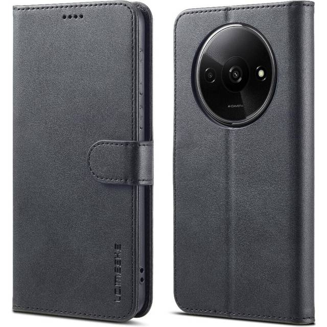 (Black) Case For Xiaomi Redmi A3 With Holder Calf Texture Horizontal Flip Leather Case Card Slots Wallet