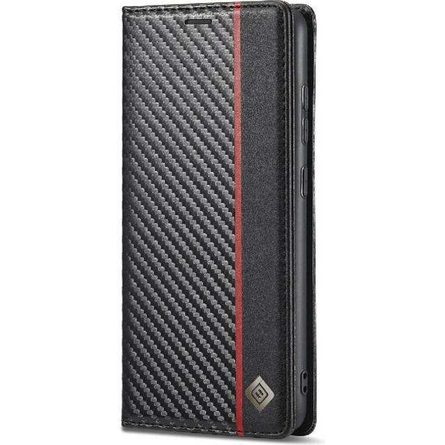 (Black) Case For Samsung Galaxy A52S 5G Full Protection Leather Folio Flip Case Card Insertion With Card Holder Kickstand Magnetic Carbon Fiber