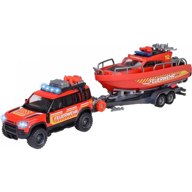 Majorette Land Rover with Boat Fire Rescue