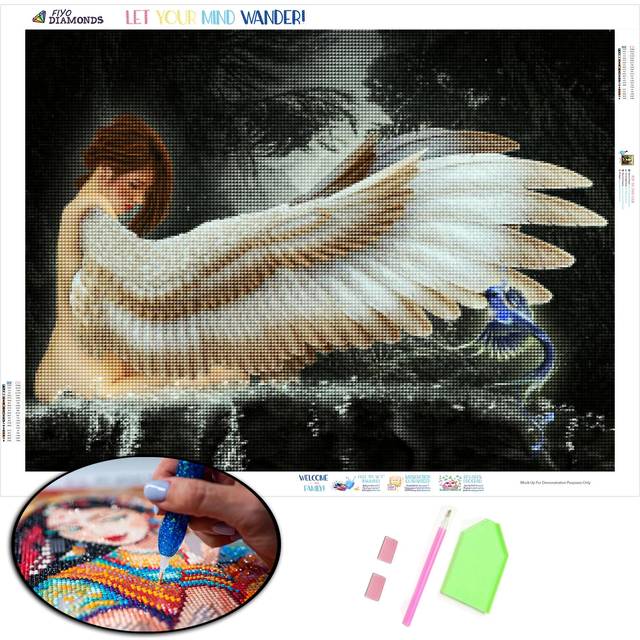 Diamond Embroidery Swan woman Full Square New Arrival 3D DIY Diamond Painting Landscape Stitch Cross Picture Of Rhinestone Wall Art Full Square (20X30CM)