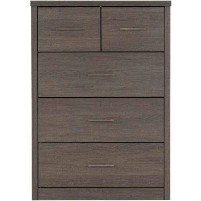 Seconique Lisbon 3+2 Drawer Chest - Black Wood Grain, Black