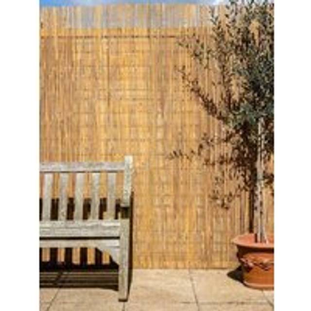 Bamboo Slat Natural Garden Fence Screening Roll Privacy W4m x H1.2m - Beige - One Size