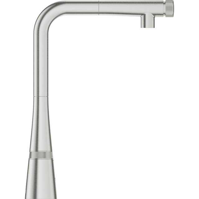 Grohe Zedra Smartcontrol Kitchen Sink Mixer Tap With Pull Out Spray - Super steel Finish: Super steel