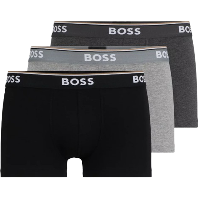 BOSS Power Cotton Logo Waistband Trunks, Pack of 3