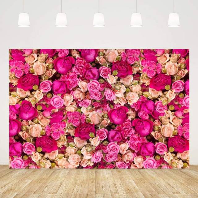 6x4 feet Pink Red Rose Photography Background Valentine's Day Photo Wedding Birthday Decoration Wedding Flower Rose Wall Art Photography Booth Props