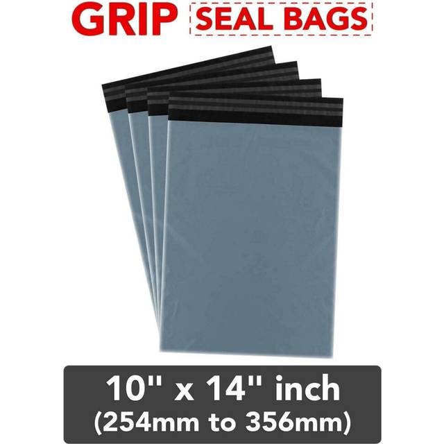 "(10, 10"" x 14"" (254mm to 356mm)) Mailing Bags Strong Grey Grip Self Seal Plastic Poly Bag Postage"